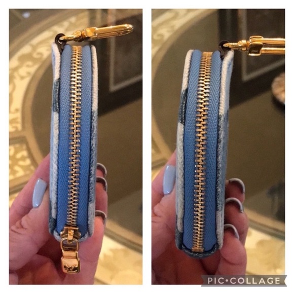 Exquisite Louis Vuitton Round Denim Patchwork Bag Charm Keychain Coin Pouch - Picture 9 of 17